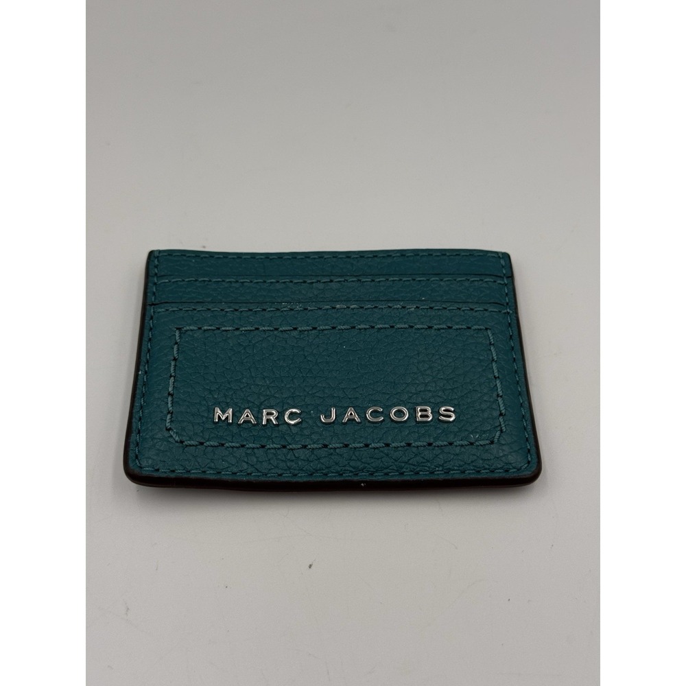 Marc Jacobs Leather Card Holder Credit Card Storage Teal Casual Pockets EUC